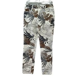 Chico's So Slimming Girlfriend Ankle Pants SZ 2 Large 12 Brown Black Animal